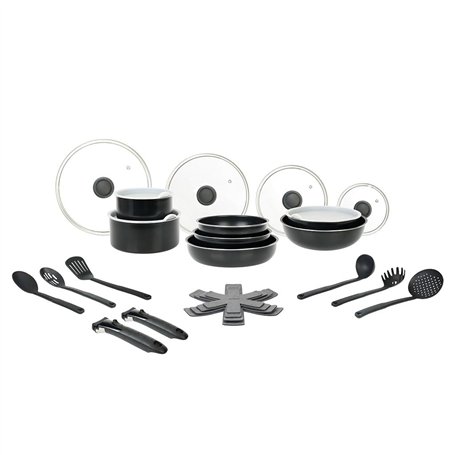 Sitram 715802 Batterie Cuisine Alu 26 Pcs : 2 manches amovible 3 Poêles Ø20