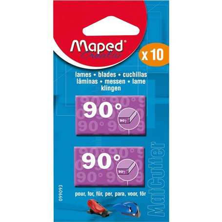 Maped - Lames de Cutter à 90° Coupe Droite pour Outils de Coupe MatCutter et Advanced MatCutter - Boîte de 10 Lames de Cutter de