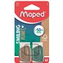 Maped - Lot de 2 gommes Précision Smiling Planet - Gomme Blanche avec Fourreau composé à 50% de Fibres de Bois certifiées FSC -