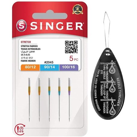 Singer Stretch Ball Point (S'étirer Pointe à Bille) 2045 Lot de 5 Aiguilles pour Machine à Coudre