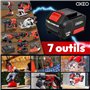 Pack complet Bricolage Easy Full : Perceuse/Perfo/Meuleuse/Scie sauteuse/circulaire/sabre/ponceuse/batteries 4Ah/2Ah