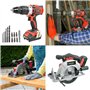 Pack complet Bricolage Easy Full : Perceuse/Perfo/Meuleuse/Scie sauteuse/circulaire/sabre/ponceuse/batteries 4Ah/2Ah