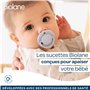 BIOLANE - Attache tétine bébé - Pour tétine avec anneau - Tissu 100% coton - Beige - Fixation cordon - Clip en bois et métal - D