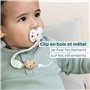 BIOLANE - Attache tétine bébé - Pour tétine sans anneau - Tissu 100% coton - Vert Menthe - Fixation Silicone - Clip en bois et m