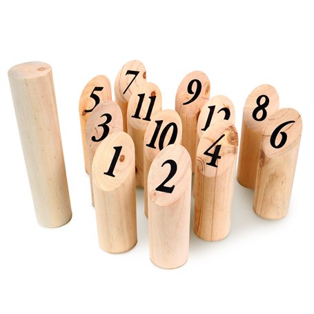 BLUE SKY - 12 Quilles Nordiques - Jeu d'Adresse et de Plein Air - 049712 - Beige - Bois - 15 cm - Jouet Enfant - À Partir de 6 A