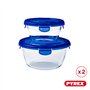 Pyrex Cook & Go - Lot de 2 LunchBox Rondes - 0,7L et 1,6L- Verre Borosilicate - Compatible four, micro-ondes et lave-vaisselle -