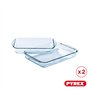 Pyrex - Lot de 2 plats à lasagnes et gratins rectangulaires - 2 Tailles - Verre Borosilicate - Extrême Résistance - Made in Fran