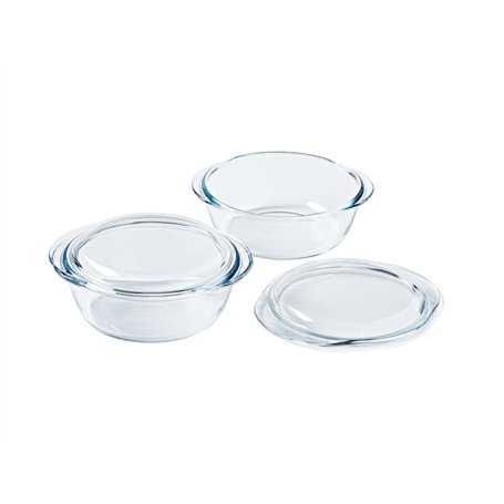 Pyrex 4 In 1 - Lot de 2 Cocottes 1L - Verre Borosilicate - Cuisson Four Façon Vapeur - Cuisine Mijotée - Compatible micro-ondes