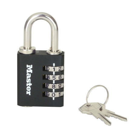 Master Lock 7641EURDBLK Cadenas à combinaison et clé de secours pour un usage intérieur
