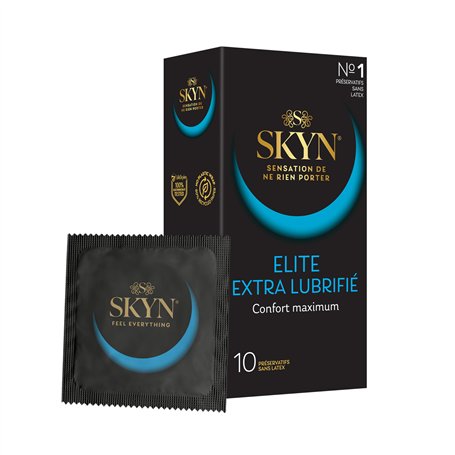 Skyn Elite Extra Lube : Lot de 10 Préservatifs sans latex Skynfeel pour Hommes / Taille Standard