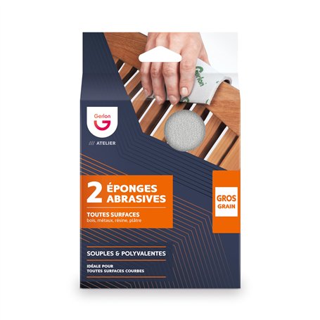 Gerlon Lot 2 Eponge Abrasive pour poncer Grain Gros Made in France ADSEGR Neutre