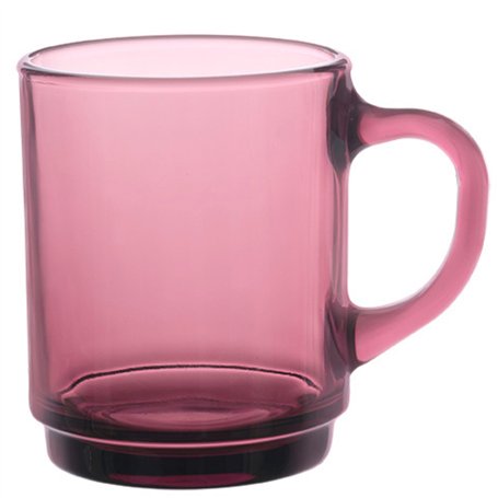 Duralex® - Lot de 6 Mugs en Verre Trempé Prune 26cl - Collection Versailles Ultra Résistants et Empilables – Fabrication Françai