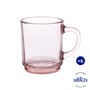 Duralex® - Lot de 6 Mugs en Verre Trempé Rose 26cl - Collection Versailles Ultra Résistants et Empilables – Fabrication Français