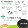 Aladine - Stampo Minos Animaux de la Ferme - Kit Tampons Enfant - Activités Manuelles Fille et Garçon - Encre Lavable - Jouets e