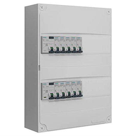 Tableau 2 rangées pré-équipé 2 inter. diff. 63A + 10 disjoncteurs