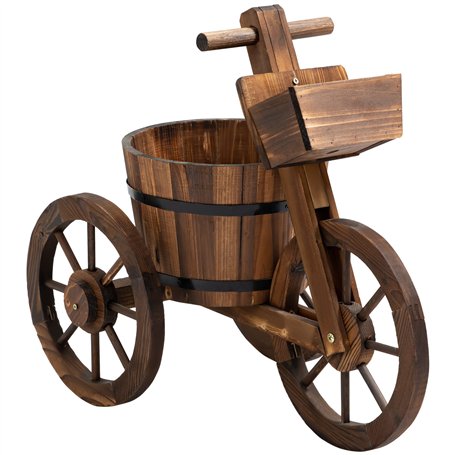 Outsunny Porte Plante Tricycle - étagère de Pots de Fleurs - jardinière dim. 52L x 31l x 45H cm - Bois de Sapin