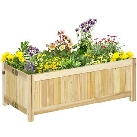 Outsunny Jardinière sur Pied Pliable bac à Fleurs dim. 70L x 30l x 25H cm Corps Aspect Lattes Bois Sapin pré-huilé