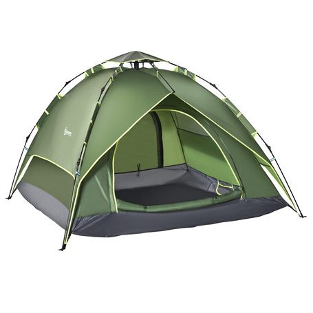Outsunny Tente de Camping Tente Pop up légère 2-3 pers. - 2 Grandes Portes - 210 x 210 x 140 cm Fibre Verre Polyester
