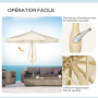 Outsunny Parasol de jardin extérieur à franges parasol inclinable de jardin avec manivelle mât en métal style bohème 8 baleines 