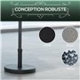 Outsunny Pied de Parasol Rond Base de lestage 15 kg en Plastique HDPE poignée intégrée pour mât Ø 24-38 mm dim. Ø 46,5 x 31H cm 
