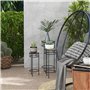 Outsunny Lot de 3 supports pot de fleurs supports pour plantes ronds étagère à fleurs portes plantes empilables - plateaux aspec