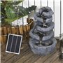 Outsunny Fontaine de Jardin à énergie Solaire Roche en Cascade à 5 Niveaux en résine avec lumières LED et Pompe dim. 38L x 31l x