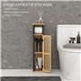 HOMCOM Meuble de Salle de Bain avec Support Papier Toilette - Rangement avec Barre Amovible - 2 Niveaux + Sortie Papier MDF Noir