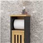HOMCOM Meuble de Salle de Bain avec Support Papier Toilette - Rangement avec Barre Amovible - 2 Niveaux + Sortie Papier MDF Noir