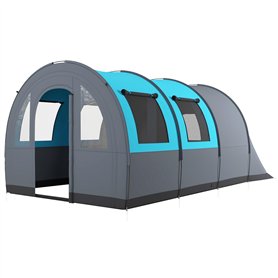 Outsunny Tente de Camping pour 5-6 Personnes Tente de Trekking légère ventilée étanche 3000 mm avec 2 Portes de Chambre et Sac d