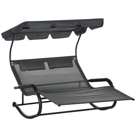 Outsunny Chaise Longue Double avec Toit Solaire