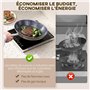 HOMCOM Plaque à induction portable 2000 W plaque de cuisson électrique avec 10 niveaux de température et 10 réglages de puissanc