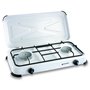 KEMPER - Réchaud gaz portable 2 feux 2600W Blanc laqué Couvercle Plaque de cuisson