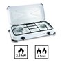 KEMPER - Réchaud gaz portable 2 feux 2600W Blanc laqué Couvercle Plaque de cuisson
