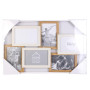 Home Deco Factory HD4209 Cadre-Photos Mural Pêle-mêle 6 Vues 10x15cm Bois et Verre Beige et Blanc H31,5 x 49 x 3 cm