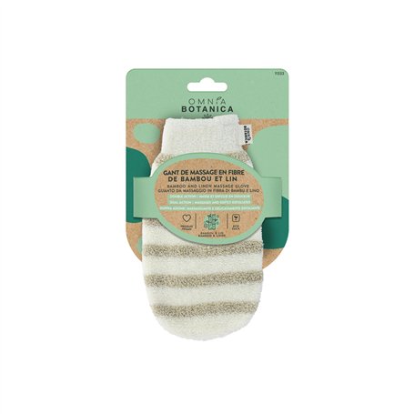 OMNIA BOTANICA - Gant de bain bi-matière - Lin et bambou - Massage et gommage corps en douceur - Gant de massage - Convient à to