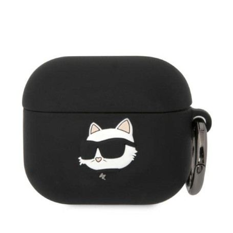 Karl Lagerfeld KLA3RUNCHK Étui pour Airpods 3 Noir Silicone Choupette Head 3D