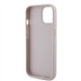 Guess GUHCP15SP4TDPP Coque pour iPhone 15 6,1" Rose Rigide Cuir 4G Triangle Strass