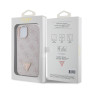 Guess GUHCP15SP4TDPP Coque pour iPhone 15 6,1" Rose Rigide Cuir 4G Triangle Strass