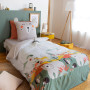 Parure de lit ours 140x200 cm enfant - Housse de Couette 140x200 cm + 1 Taie d'oreiller 63x63 cm motif animaux de la forêt vert 