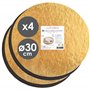 ScrapCooking - Kit de 4 Supports à Gâteaux Ronds Ø 30 cm - Carton Réversible Doré & Noir - Grand Plateau Gâteau XXL - Disque Des