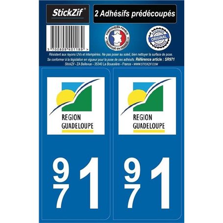 STICKZIF SR971 Autocollant Plaque Département 971
