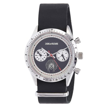 Zadig & Voltaire Mixte Analogique Montre avec Bracelet en Cuir ZVM107