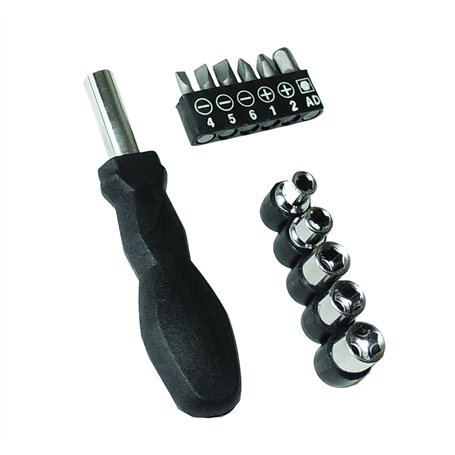 PARENCE.- Tournevis Multifonction 12 en 1 / Tournevis (Corps) avec 5 Clés à Douille (inserts)