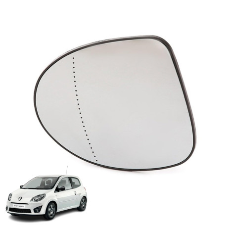 Glace de Rétroviseur Extérieure AVANT GAUCHE (Dégivrante) avec Support compatible pour Twingo 2 Thalia et Symbol 7701067336