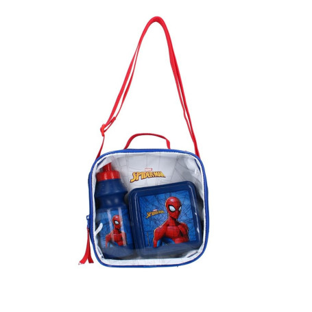 mybagstory - Sac Lunch pour garcon avec boite a gouter et gourde bleu spiderman - Enfant - Ecole - Maternelle -Garderie - Crèche