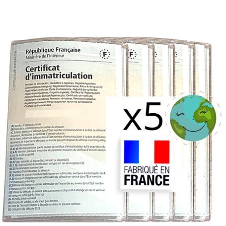 Pochette Carte Grise - Etui en lot de 5 Porte cartes grise pour Protéger papier Assurance Auto