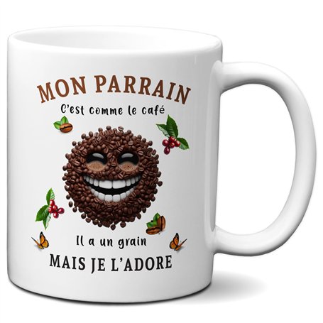 L'Esprit Des Anges Tasse Mug - Mon Parrain C'est Comme le Café Je l'Adore- Idée Cadeau Original Baptême Parrain Anniversaire