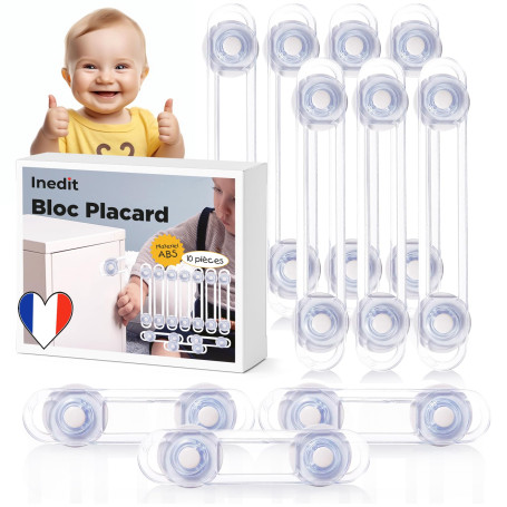 Bloc placard Bebe (10 Pièces) Sécurité Enfant - Bloque Porte Placard Fenêtre - Protection Sécurite Domestique - Sécurité Serrure