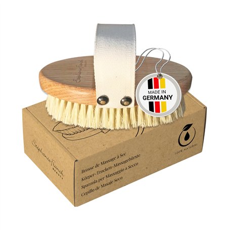 Stephanie Franck Beauty - Dry Brushing Body Brush - Brosse de Massage à sec Dynamisante - 100% Végane - en Fibres de Tampico fer