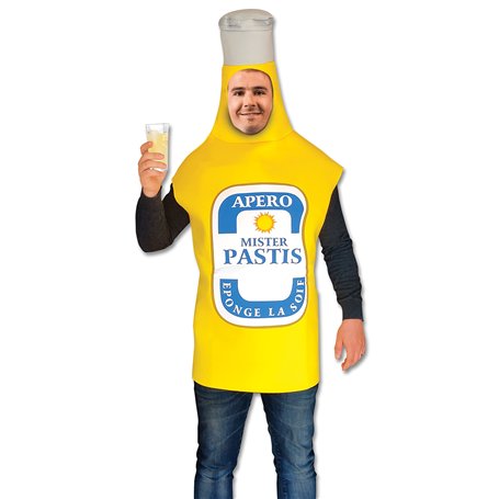 Tralala Fêtes® Déguisement Adulte Mister Pastis – Costume Rigolo en forme de Bouteille de Pastis pour Anniversaire / Halloween /